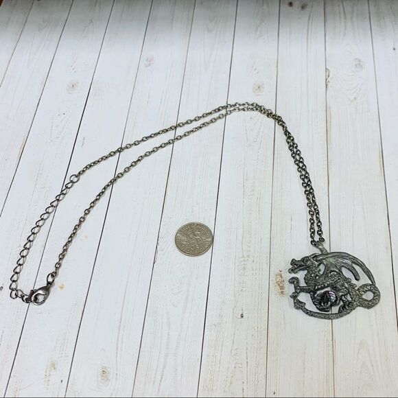 VTG Dragon Crystal Ball Necklace - Picture 1 of 3